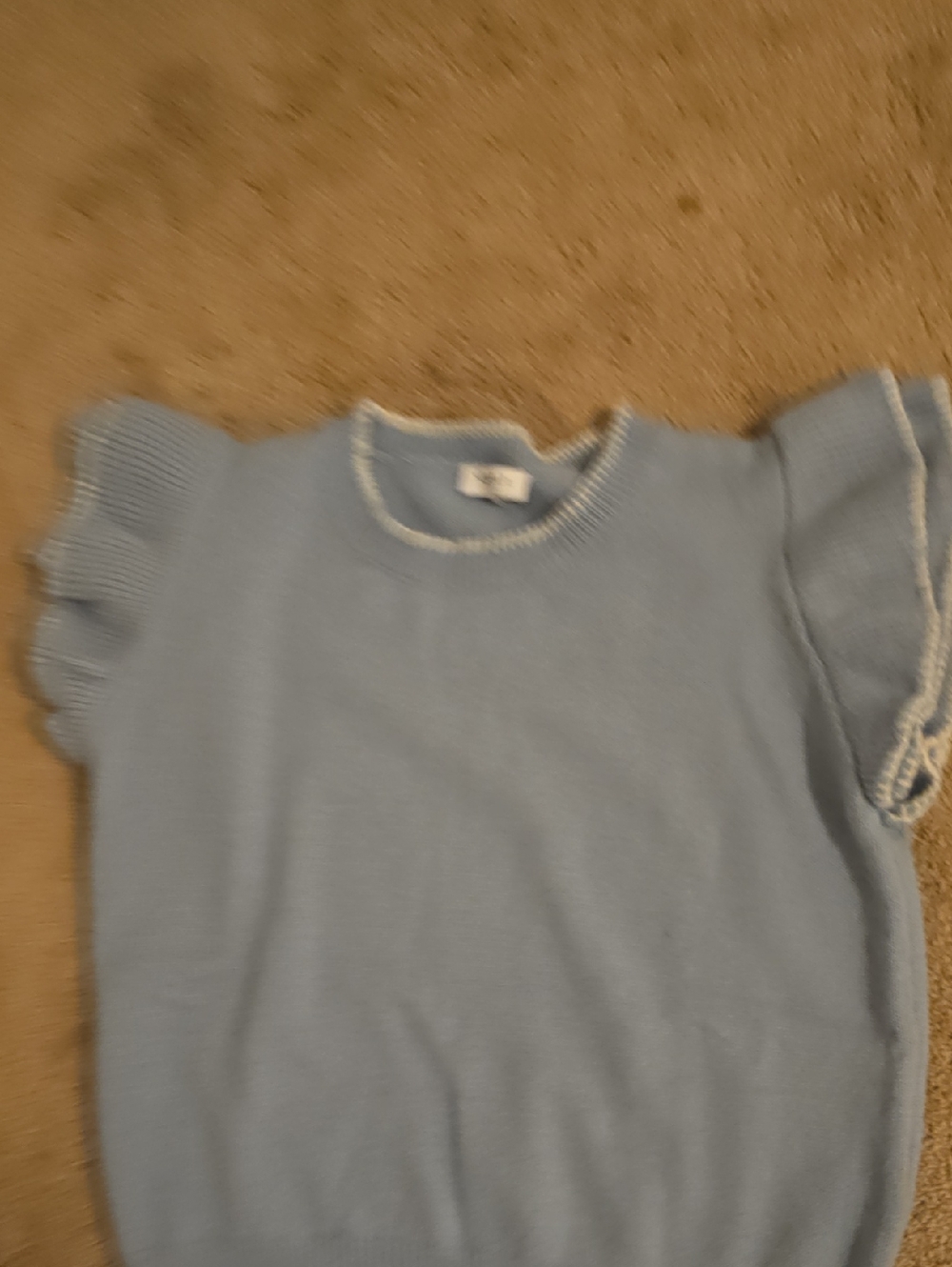 Gilli Light Blue Short Sleeve Ruffle Sweater